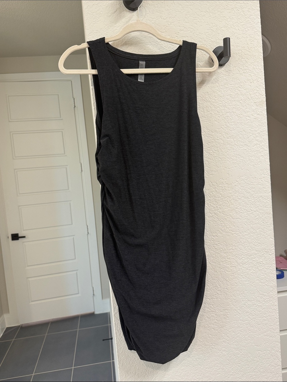 Beyond Yoga Charcoal Black Sleeveless Ruched Tank Dress